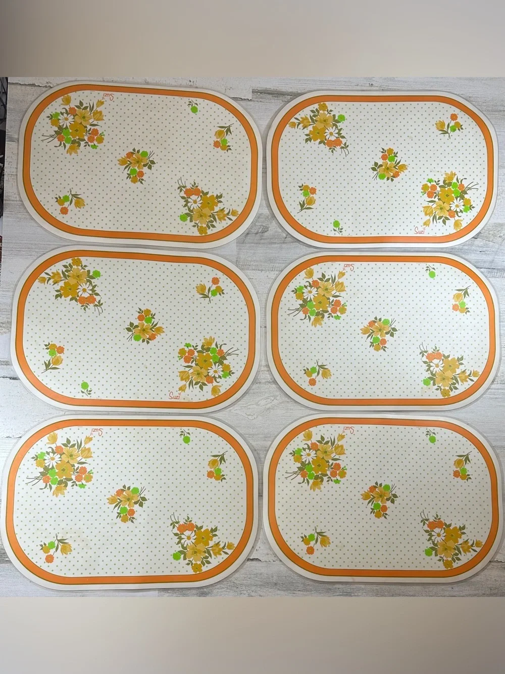 Vintage 1978 Suzi Double Sided Placemat Set of 6 mats